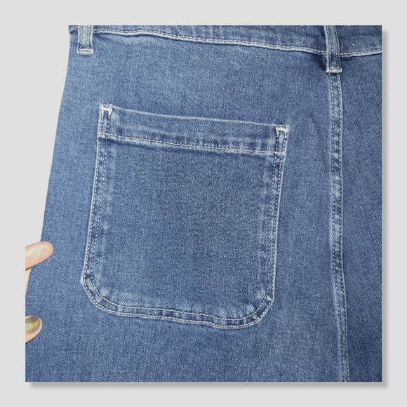 FREE PEOPLE BOYISH The Ricky Denim Stretch High-Rise Flare Jeans Blue - Picture 6 of 11